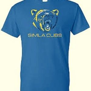 Blue shirt with wolf logo